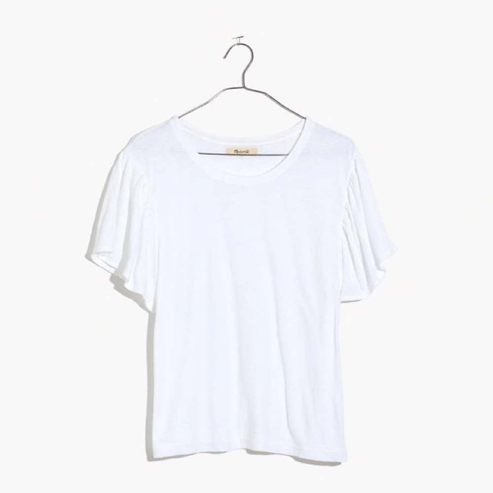 Madewell white flutter sleeve t